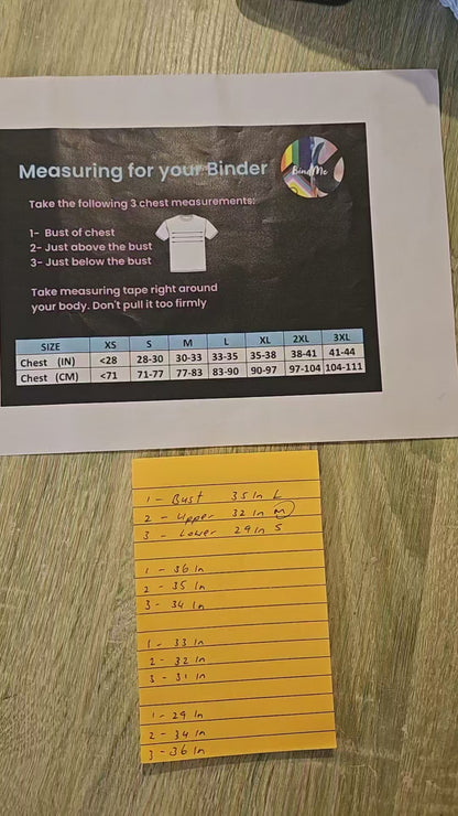 Binder Size Chart & Measuring guide
