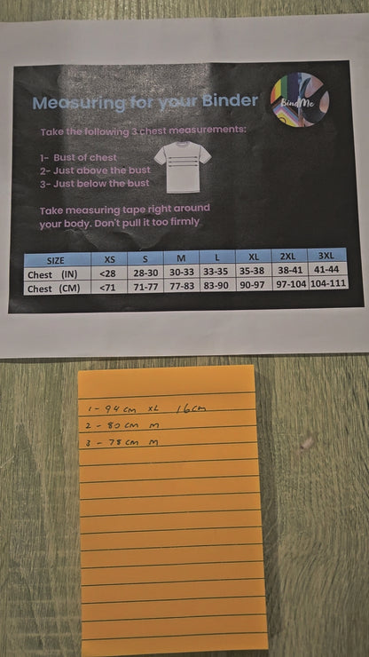 Binder Size Chart & Measuring guide